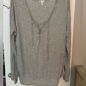 Pink Victoria Secret Grey Lace-Up Top